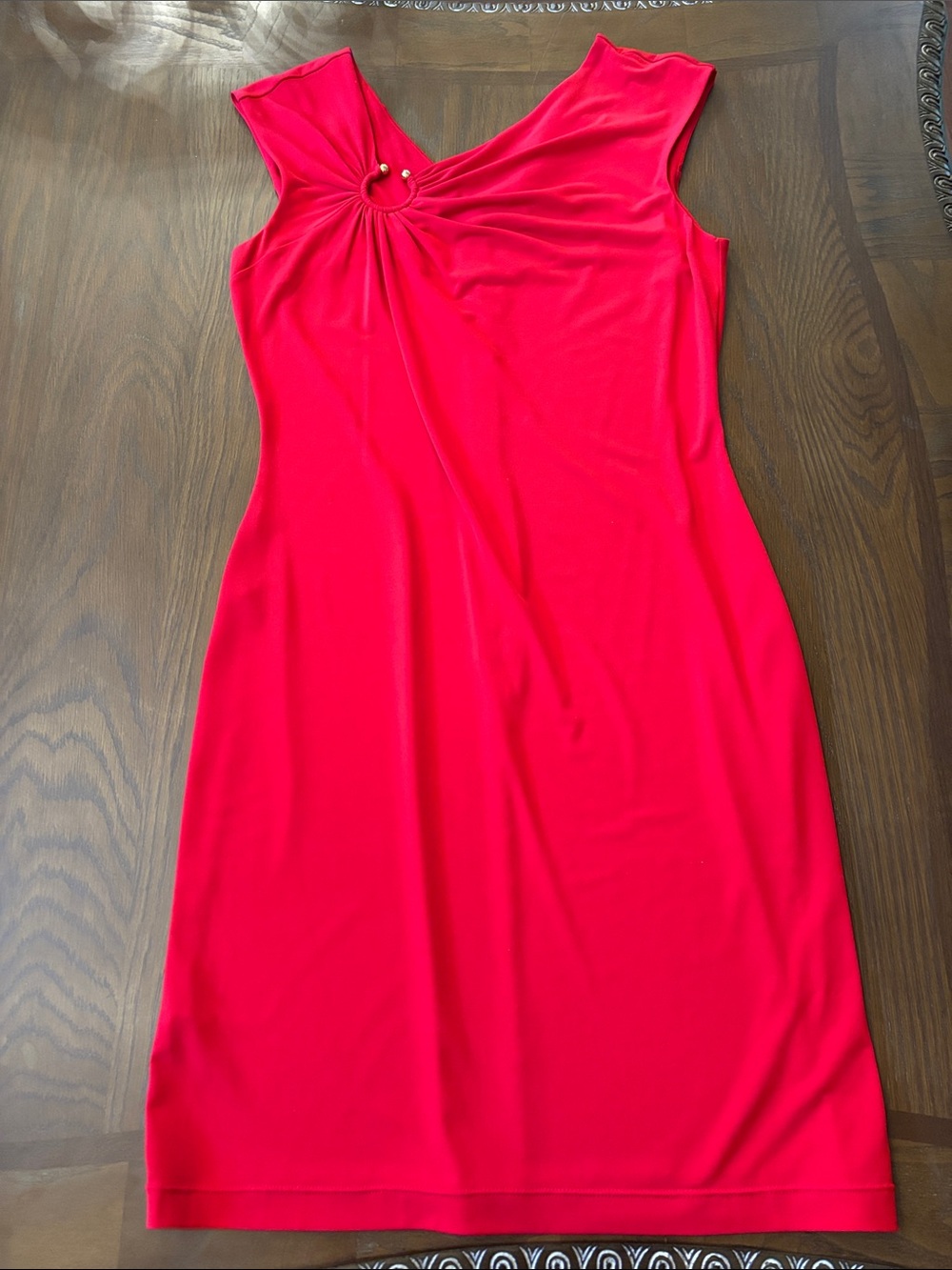 Calvin Klein Women's Sleeveless Red Dress with Knot Detail